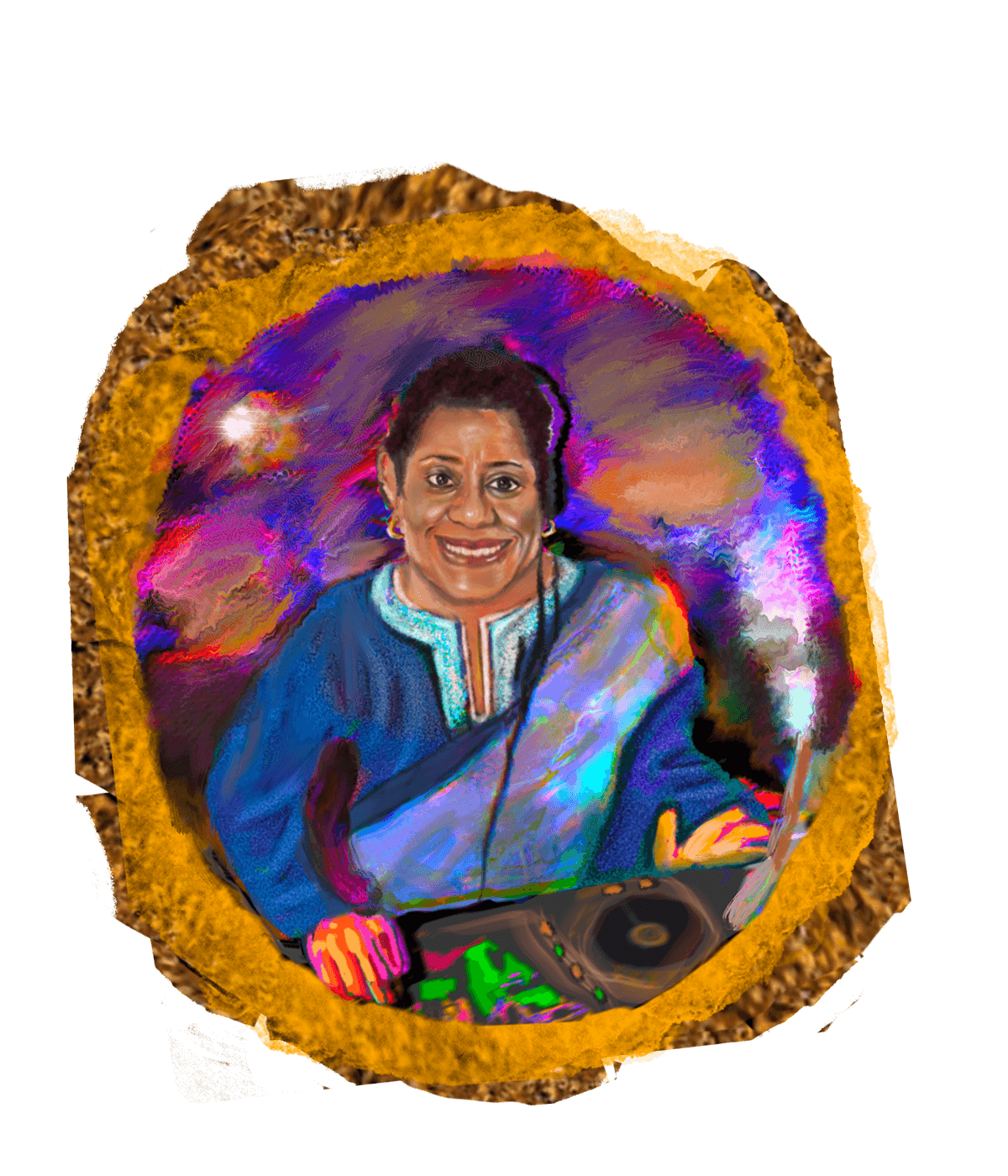 Digital painting of DJ Ritu by Grace Lee